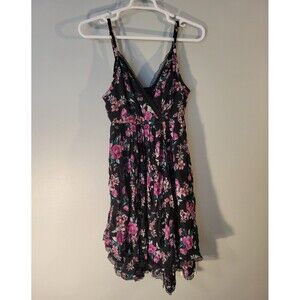 Torrid Womens Black Floral Rayon Sundress Adjustable Straps V-Neck Size 00 (M-L)